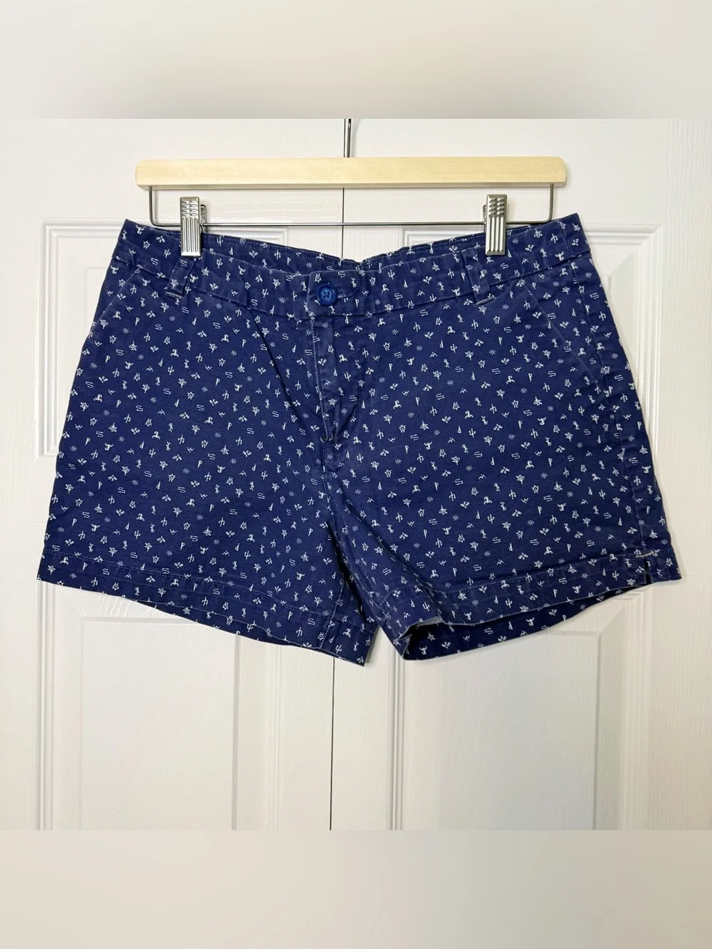 Patagonia Navy Blue Printed Cotton Bermuda Shorts
